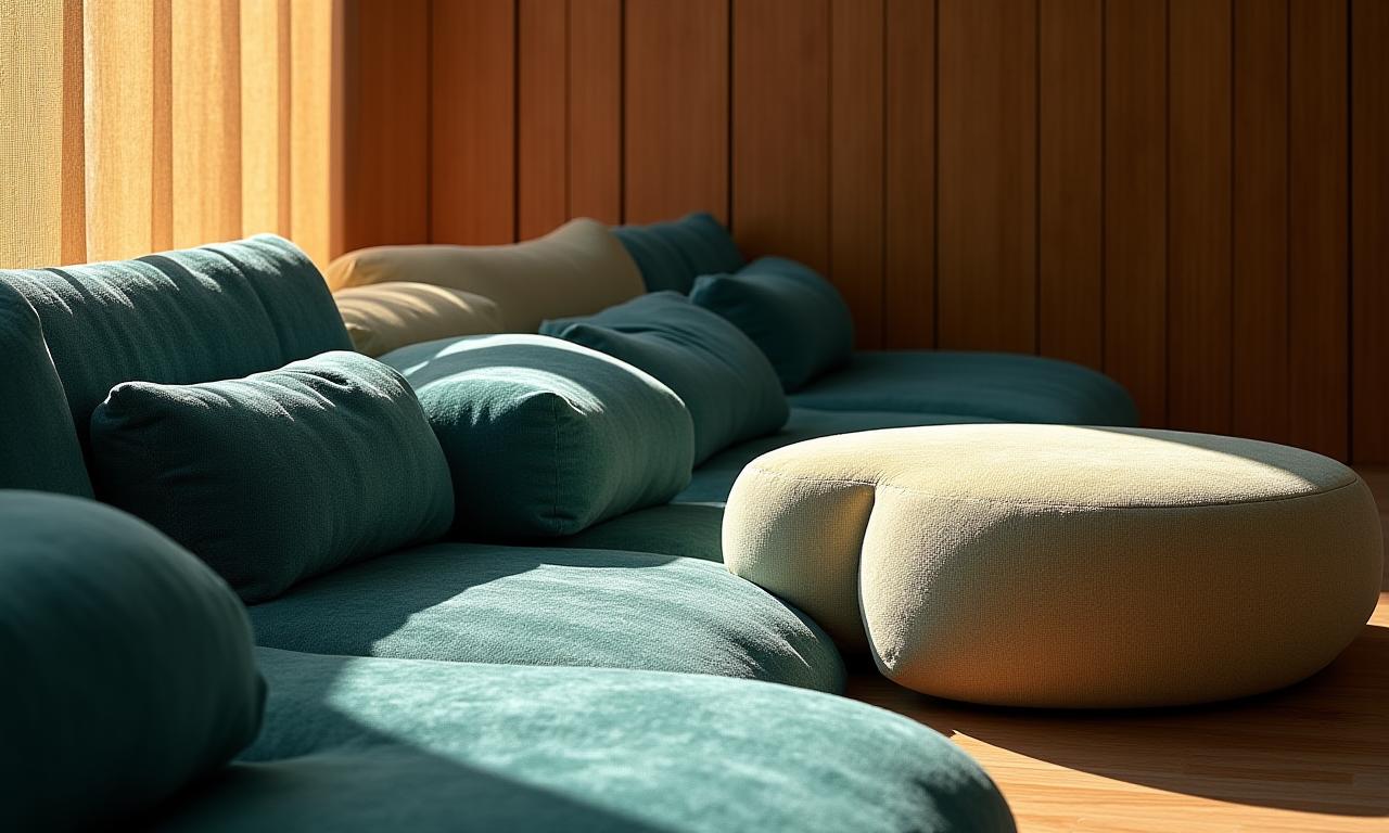 Jeu de lumières et de textures des matériaux nobles exposés dans l'espace.